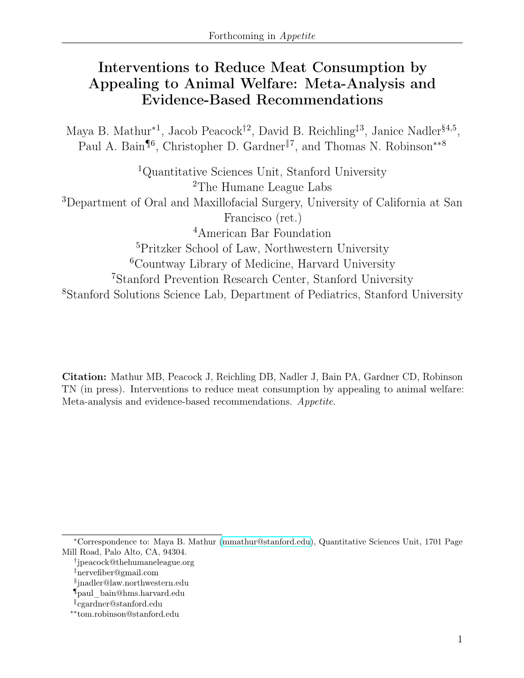 Interventions to Reduce Meat Consumption by Appealing to Animal Welfare: Meta-Analysis and Evidence-Based Recommendations