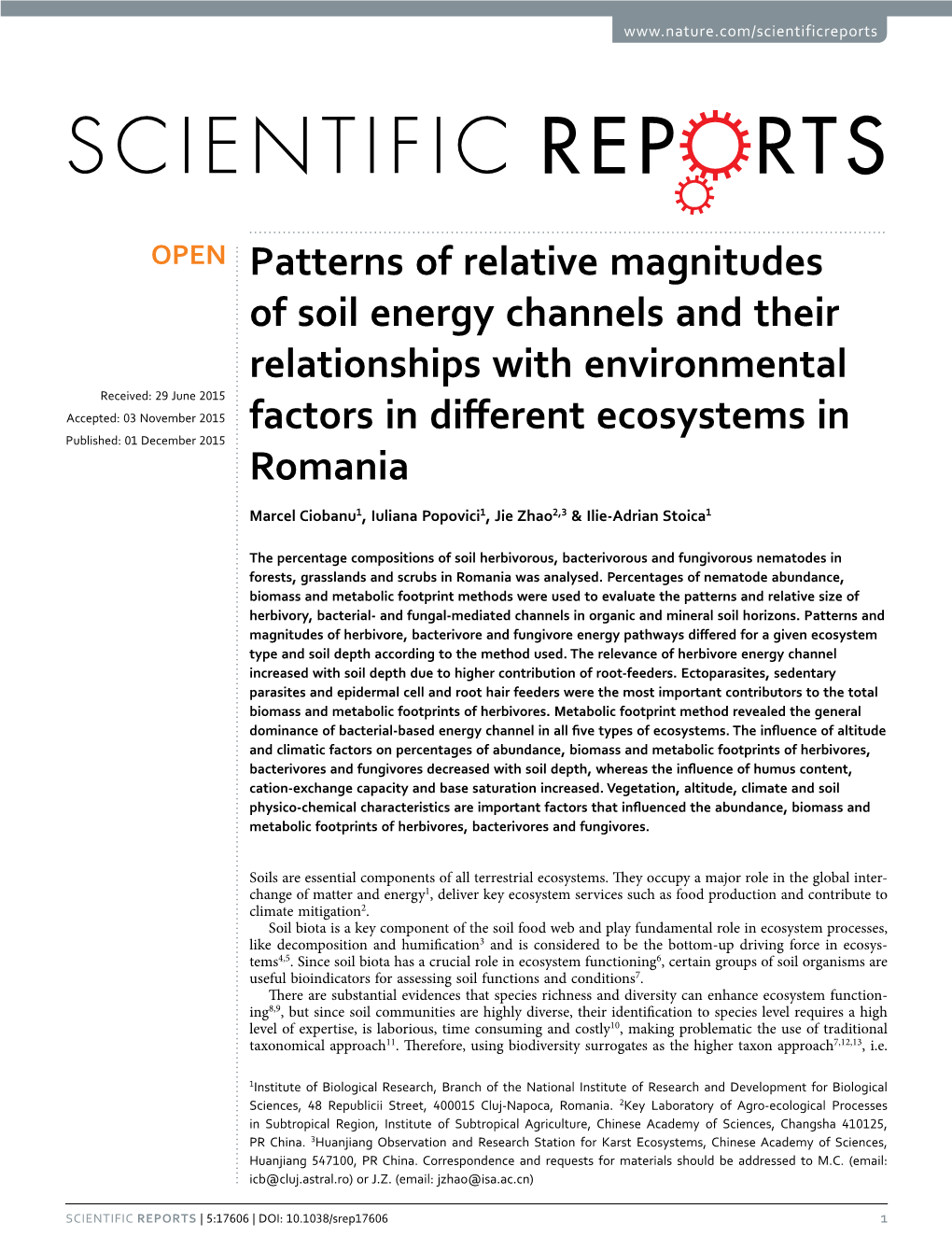 Patterns of Relative Magnitudes of Soil Energy Channels and Their