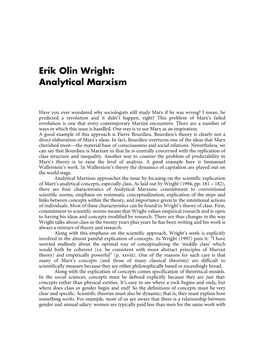 Erik Olin Wright: Analytical Marxism