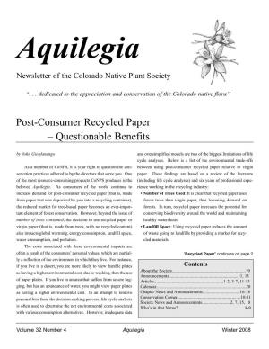 Aquilegia Newsletter of the Colorado Native Plant Society