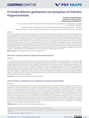 The Deleuze-Guattarian Rizoma in Organizational Studies Research Abstract