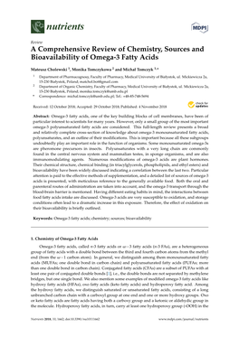 A Comprehensive Review of Chemistry, Sources and Bioavailability of Omega-3 Fatty Acids