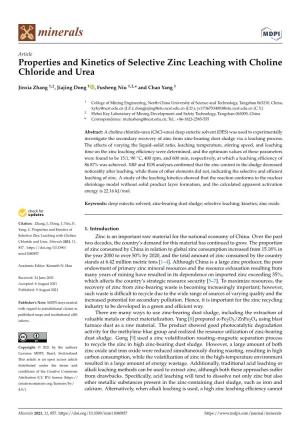 Properties and Kinetics of Selective Zinc Leaching with Choline Chloride and Urea