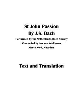 St John Passion by J.S. Bach Text and Translation