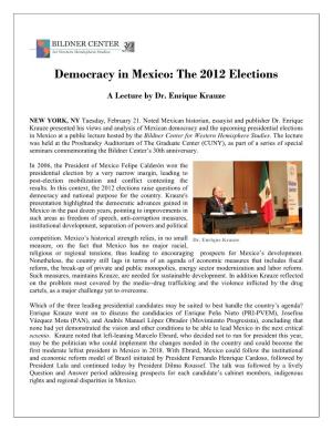 Democracy in Mexico: the 2012 Elections