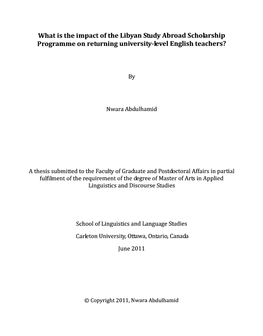 What Is the Impact of the Libyan Study Abroad Scholarship Programme on Returning University-Level English Teachers?