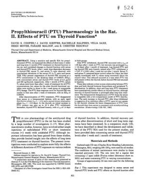 Propylthiouracil (PTU) Pharmacology in the Rat, II. Effects of PTU on Thyroid Function*