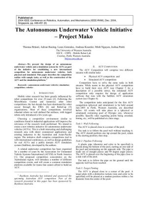 The Autonomous Underwater Vehicle Initiative – Project Mako