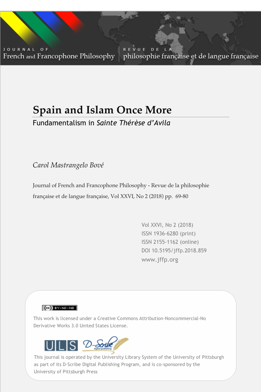 Spain and Islam Once More Fundamentalism in Sainte Thérèse D’Avila