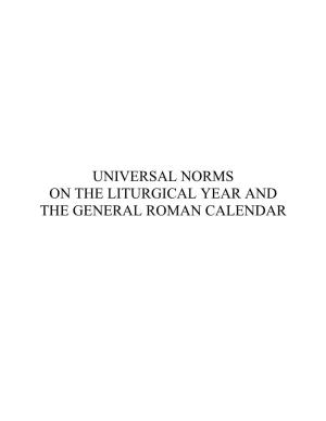 Universal Norms on the Liturgical Year and the General Roman Calendar
