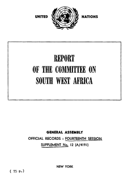 Report of the Committee on South West Africa