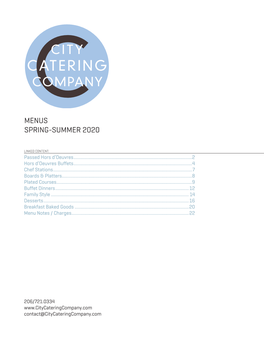 Menus Spring-Summer 2020
