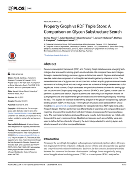 Property Graph Vs RDF Triple Store: a Comparison on Glycan Substructure Search