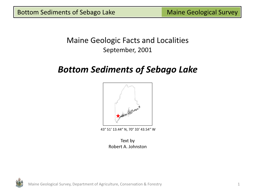 Maine Geological Survey Bottom Sediments of Sebago Lake