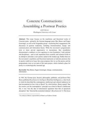 Concrete Constructions: Assembling a Postwar Poetics KURT BEALS Washington University in St