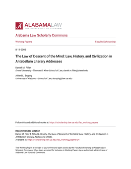 Law, History, and Civilization in Antebellum Literary Addresses