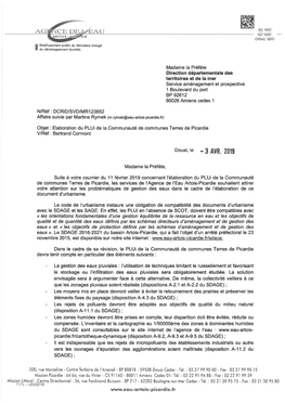 Agence De L'eau Artois Picardie MOYENCOURT UTILISATION DE LA RESSOURCEDAVENESCOURT EN EAU.Mxd ANDECHY GOYENCOURT MARCHE-ALLOUARDE M