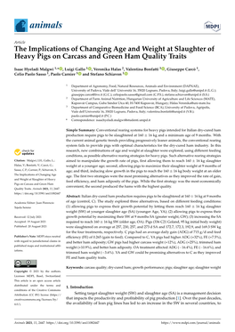 The Implications of Changing Age and Weight at Slaughter of Heavy Pigs on Carcass and Green Ham Quality Traits