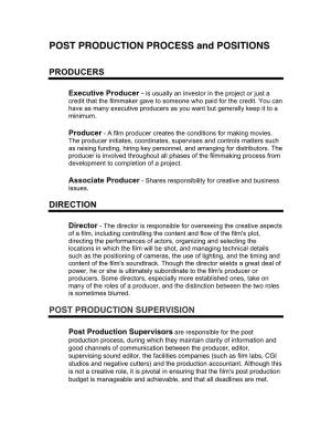 POST PRODUCTION PROCESS and POSITIONS