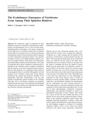 The Evolutionary Emergence of Vertebrates from Among Their Spineless Relatives