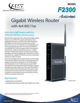 Gigabit Wireless Router with 4X4 802.11Ac