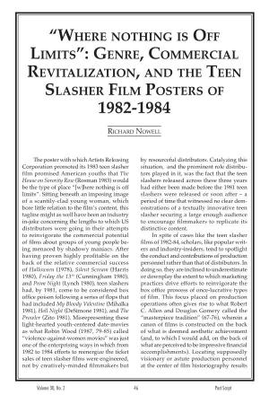 “Where Nothing Is Off Limits”: Genre, Commercial Revitalization, and the Teen Slasher Film Posters of 1982-1984