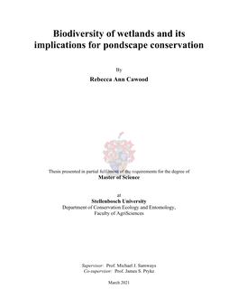 Biodiversity of Wetlands and Its Implications for Pondscape Conservation