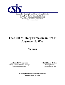 The Gulf Military Forces in an Era of Asymmetric War Yemen