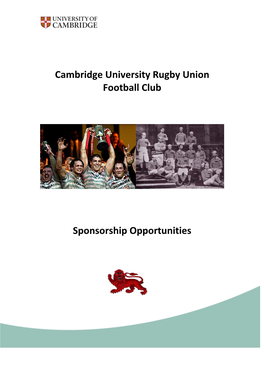 Cambridge University Rugby Union Football Club Sponsorship Opportunities