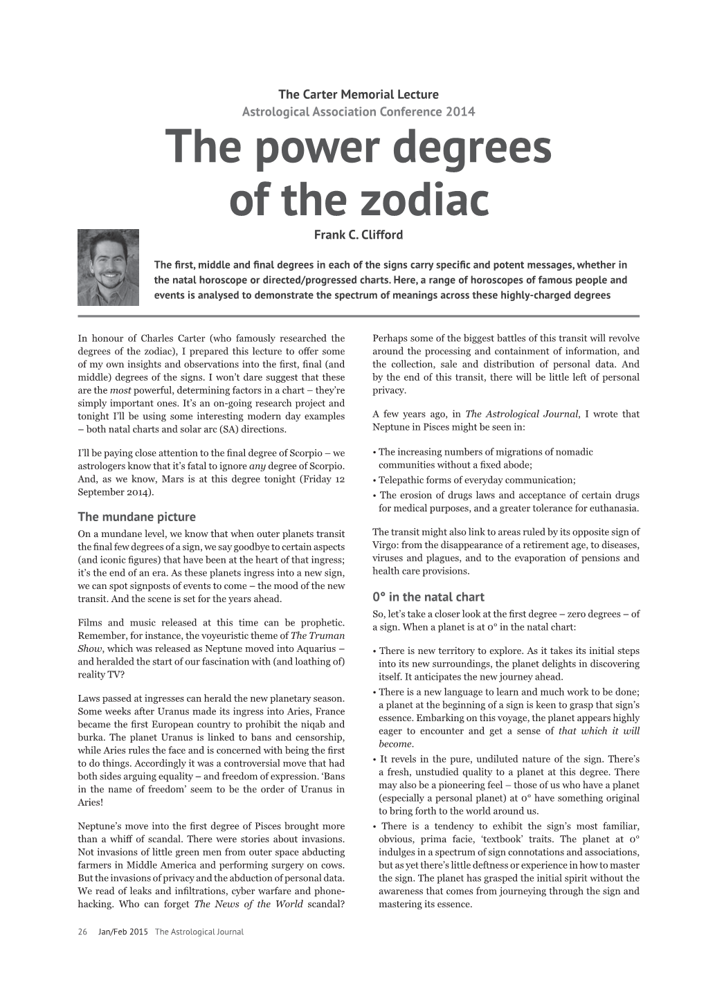 The Power Degrees of the Zodiac the Power Degrees of the Zodiac Frank C