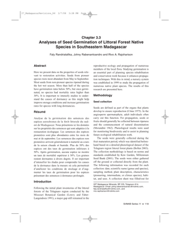 Seed Germination of Littoral Forest Native Species in Southeastern Madagascar