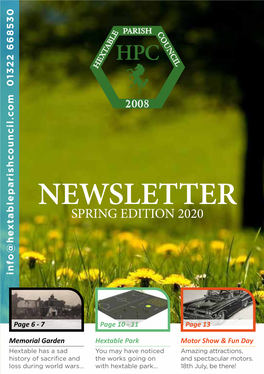 NEWSLETTER SPRING EDITION 2020 Info@Hextableparishcouncil.Com 01322 668530 01322 Info@Hextableparishcouncil.Com