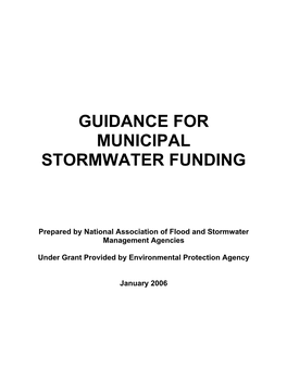 Guidance for Municipal Stormwater Funding