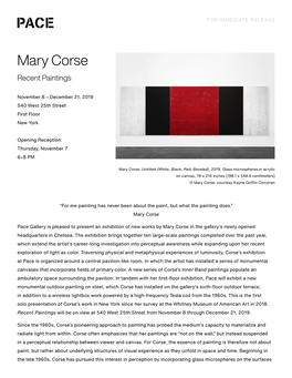Mary Corse Recent Paintings