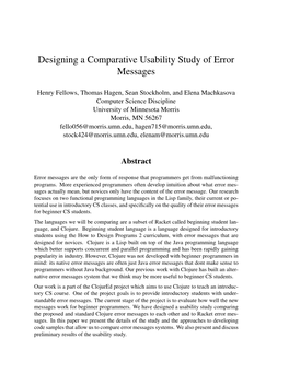 Designing a Comparative Usability Study of Error Messages