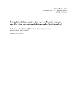 The Case of Caloria Elegans and Facelina Quatrefagesi (Gastropoda: Nudibranchia)