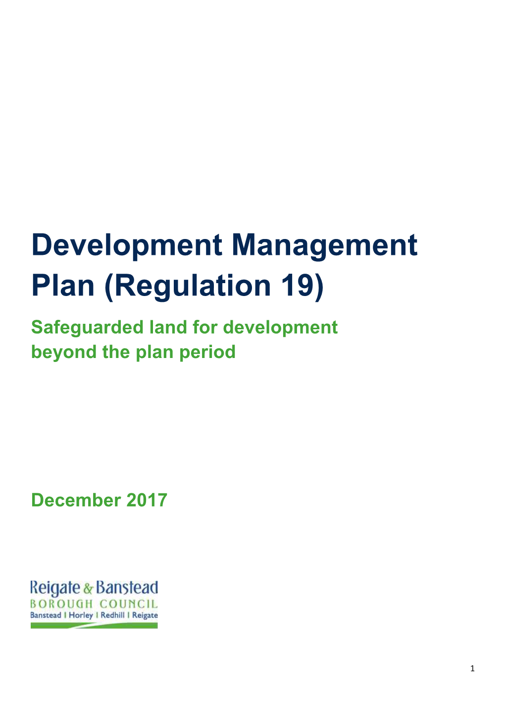 Development Management Plan (Regulation 19) Safeguarded Land for Development Beyond the Plan Period