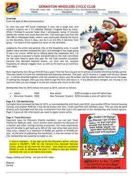 Newsletter December 2014