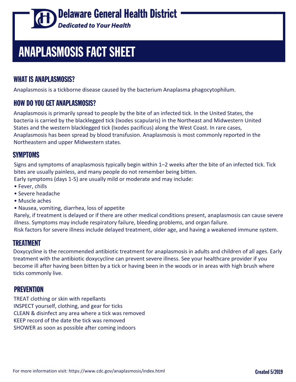 Anaplasmosis Fact Sheet