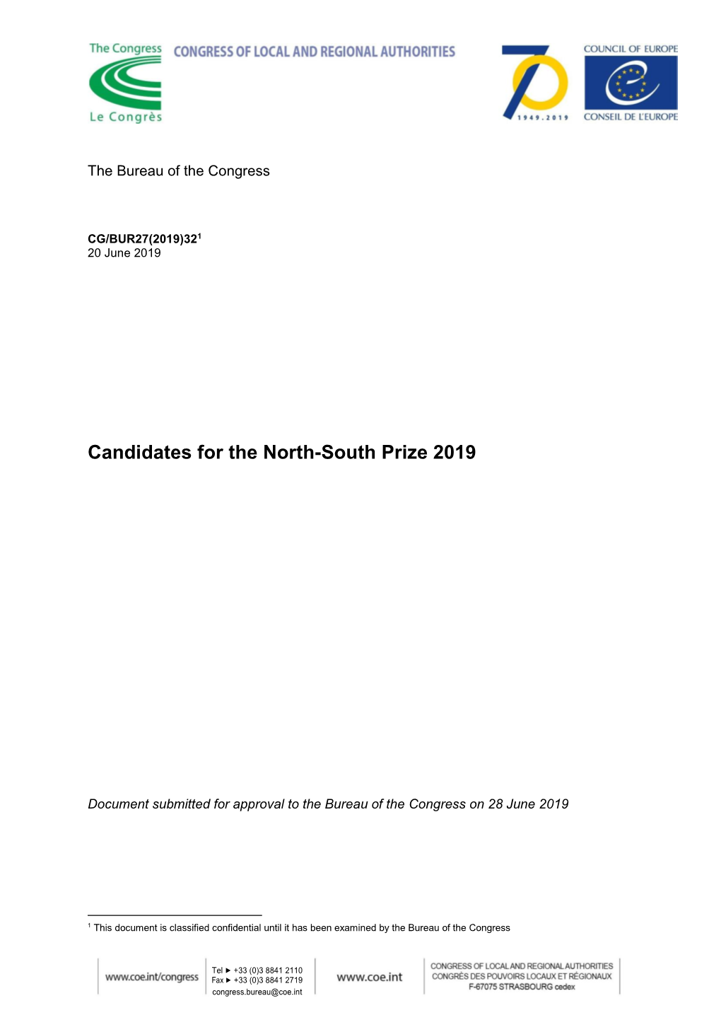 Candidates for the North-South Prize 2019