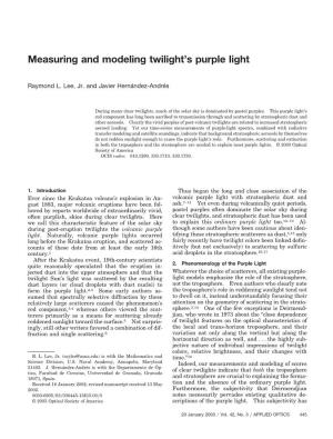Measuring and Modeling Twilight's Purple Light