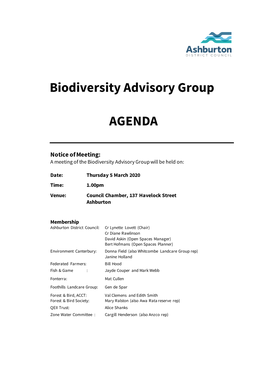 Biodiversity Advisory Group AGENDA