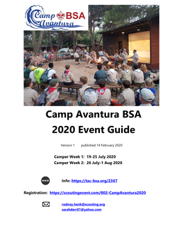 Camp Avantura BSA 2020 Guide