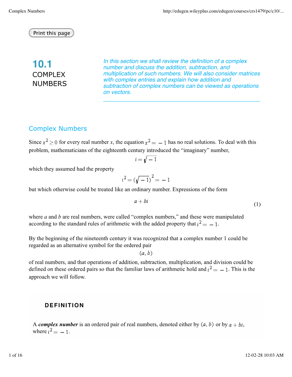 Complex Numbers