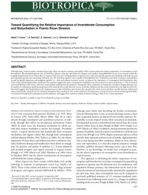 Toward Quantifying the Relative Importance of Invertebrate Consumption and Bioturbation in Puerto Rican Streams