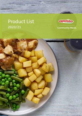 Product List 2020/21 Community Meals Contents