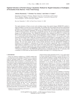 Optimal Selection of Partial Charge Calculation Method for Rapid Estimation of Enthalpies of Formation from Hartree-Fock Total Energy