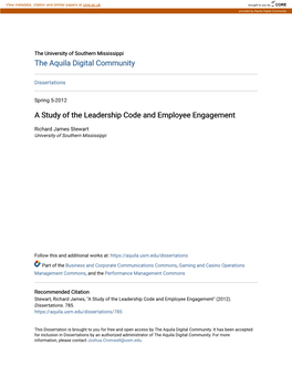 A Study of the Leadership Code and Employee Engagement