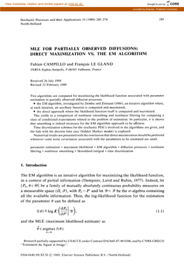 Mle for Partially Observed Diffusions: Direct Maximization Vs. the Em Algorithm