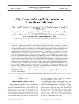 Effectiveness of a Small Marine Reserve in Southern California
